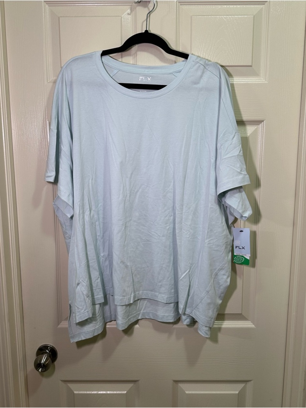 FLX New Travel Leisure Short Sleeve Shirt Plus Size 3X Blue Soft Active NWT
